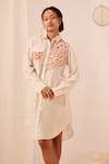 Buy_Ek Katha_Off White Mulberry Silk Printed Batik Collar Cutwork Shirt _Online_at_Aza_Fashions