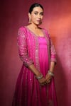 Buy_PUNIT BALANA_Pink Jacket Raw Silk Embroidery Marodi Anarkali Scoop Neck Neckline With 