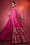 PUNIT BALANA_Pink Jacket Raw Silk Embroidery Marodi Anarkali Scoop Neck Neckline With _Online