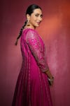 Buy_PUNIT BALANA_Pink Jacket Raw Silk Embroidery Marodi Anarkali Scoop Neck Neckline With _Online