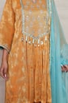 Buy_Jyoti Bansal_Yellow Kurta Pure Tissue Woven Bouquet Notched Set _Online_at_Aza_Fashions