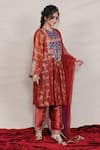 Jyoti Bansal_Red Kurta Pure Tissue Woven Floral Round Set _Online_at_Aza_Fashions