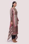 Shop_Onaya_Beige Crepe Printed Abstract Notched Kurta Set _Online_at_Aza_Fashions