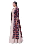 Buy_Onaya_Blue Silk Printed Floral Cape Open Jacket Skirt Set _Online_at_Aza_Fashions