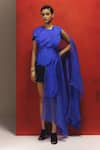 Buy_Richa Khemka_Blue Scuba Panel Overlay Cielo Ozzy Abstract With Dress _at_Aza_Fashions