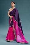 Buy_PUNIT BALANA_Purple Saree Organza Silk Embroidered Salma Scoop With Blouse 