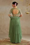 Shop_Chhavvi Aggarwal_Green Georgette Embroidered Sequin U-neck Tiered Plain Lehenga Set _at_Aza_Fashions