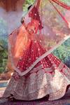 Azeera_Red Embroidered Floral Broad Leaf Neck Lavanya Bridal Lehenga Set 