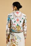 Buy_Rajdeep Ranawat_Ivory Dutches Satin Print Gardenia Stand Collar Neck Embellished Bolero Jacket 