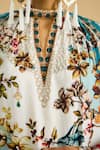 Rajdeep Ranawat_Ivory Silk Print Persian Garden Round Collar Neck And Embellished Tunic _at_Aza_Fashions