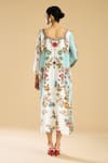 Shop_Rajdeep Ranawat_Ivory Silk Print Persian Blossom Semi Round Neck And Embellished A Line Dress _at_Aza_Fashions