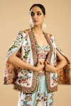 Buy_Rajdeep Ranawat_Ivory Dupion Print Florista Open Neck And Embellished Jacket _Online_at_Aza_Fashions