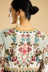 Rajdeep Ranawat_Ivory Silk Print Boho Flora Round Neck Embellished Tunic _Online_at_Aza_Fashions