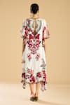 Shop_Rajdeep Ranawat_Ivory Silk Print Florence Round Neck Side Frill Midi Dress _at_Aza_Fashions