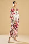 Buy_Rajdeep Ranawat_Ivory Silk Print Fleur V Neck And Embellished Kaftan _Online_at_Aza_Fashions