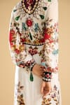 Buy_Rajdeep Ranawat_Ivory Silk Print Vintage Fleur Plunging V Neck And Embellished Wrap Maxi Dress _Online_at_Aza_Fashions