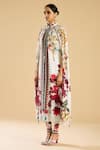 Buy_Rajdeep Ranawat_Ivory Silk Print French Bloom Band Collar And Embellished Front Open Cape _Online_at_Aza_Fashions