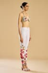 Shop_Rajdeep Ranawat_Ivory Poly Lycra Print French Blossom Halter Neck And Embellished Bralette _Online_at_Aza_Fashions