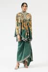 Buy_Rajdeep Ranawat_Green Modal Printed Floral Daisha Draped Skirt _at_Aza_Fashions