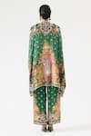 Shop_Rajdeep Ranawat_Green Silk Printed Floral Band Collar Chanel Botanical Tunic _at_Aza_Fashions