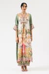 Rajdeep Ranawat_Multi Color Silk Printed Floral V Neck Banera Kimono Tunic _Online_at_Aza_Fashions