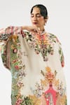 Rajdeep Ranawat_Multi Color Silk Printed Floral Band Collar Mabel Short Tunic _at_Aza_Fashions