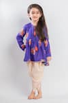 Buy_Mr Brat_Purple Muslin Printed Big Floral Gathered Kurta And Dhoti Pant Set _Online_at_Aza_Fashions