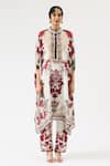 Rajdeep Ranawat_Ivory Silk Printed Floral Band Collar Chanetelle Tunic _Online_at_Aza_Fashions