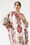 Buy_Rajdeep Ranawat_Ivory Silk Printed Floral Band Collar Mabel Bead Work Tunic 