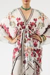 Buy_Rajdeep Ranawat_Ivory Silk Printed Floral V Neck Inayat Kaftan Dress 