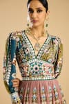 Buy_Rajdeep Ranawat_Multi Color Silk Printed Floral Geometric V Neck Swara Maxi Dress 