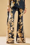 Rajdeep Ranawat_Black Poly Lycra Printed Floral Barika Pant _Online_at_Aza_Fashions