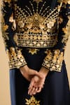 Buy_Rajdeep Ranawat_Black Dupion Printed Floral Lapel Collar Natasha Bead Work Jacket _Online_at_Aza_Fashions