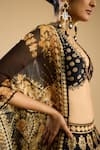 Rajdeep Ranawat_Black Organza Printed Floral Open Hanoi Shrug _at_Aza_Fashions