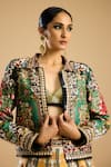 Rajdeep Ranawat_Green Poly Silk Embroidered Sequin Open Jignasa Jacket _at_Aza_Fashions