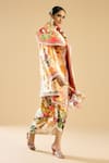 Rajdeep Ranawat_Ivory Dutches Satin Printed Garden Cowl Neck Manorama Jacket _at_Aza_Fashions