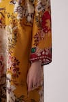 Buy_Rajdeep Ranawat_Yellow Kaftan Silk Printed Abstract Floral V-neck Banno With Pant 