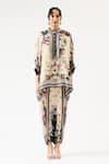 Shop_Rajdeep Ranawat_Beige Tunic Silk Printed Floral Band Chanel Sonth With Dhoti Pant 