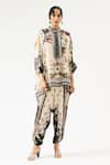 Rajdeep Ranawat_Beige Tunic Silk Printed Floral Band Chanel Sonth With Dhoti Pant _Online