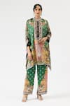 Buy_Rajdeep Ranawat_Emerald Green Tunic Silk Printed Floral Blossom Band Chanel With Pant _at_Aza_Fashions