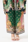 Buy_Rajdeep Ranawat_Emerald Green Tunic Silk Printed Floral Blossom Collared Kamara With Pant 