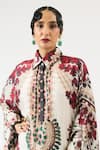 Buy_Rajdeep Ranawat_Ivory Kaftan Silk Printed Flower Collared Sharifa Ornamental Shirt With Pant _Online_at_Aza_Fashions