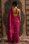 Shop_Charkhee_Pink Saree Chanderi Embroidery Sequin Halter Neck Gota Patti With Blouse _at_Aza_Fashions