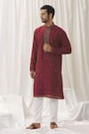 Buy_Alaya Advani_Maroon Kurta Silk Embroidered Thread Foliage Vine With Pant _at_Aza_Fashions