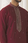 Alaya Advani_Maroon Kurta Silk Embroidered Thread Foliage Vine With Pant _at_Aza_Fashions