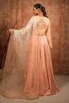 Shop_Shreeka_Peach Satin Organza Embroidered Dabka Keyhole Slit Anarkali Pant Set _at_Aza_Fashions