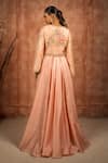 Buy_Shreeka_Peach Satin Organza Embroidered Dabka Keyhole Slit Anarkali Pant Set _Online_at_Aza_Fashions