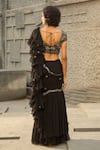 Shreeka_Black Georgette Embroidered Pitta Dabka Pre-draped Ruffle Saree With Blouse _Online_at_Aza_Fashions