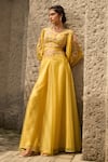 Shop_Shreeka_Yellow Organza Embroidered Applique Floral Cut-out Blouse With Sharara _Online_at_Aza_Fashions