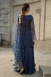 Shop_Shreeka_Blue Silk Organza Embroidered 3d Sequin Floral Embellished Kurta Sharara Set _at_Aza_Fashions